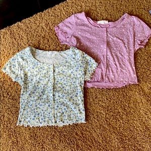 2 flowery button ups